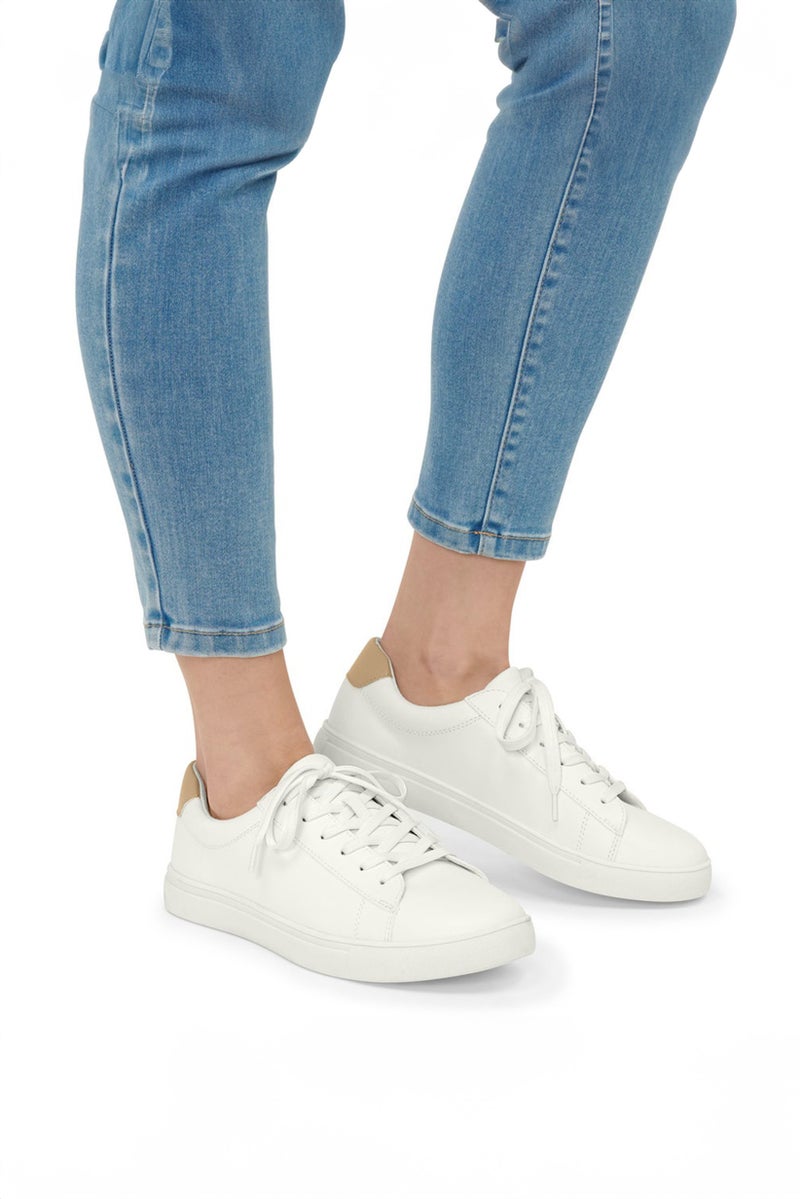 Tchibo Women Lace Up Leather Casual Shoes, White - Image 1